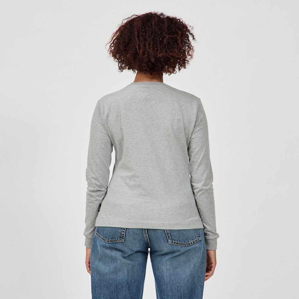 The Classic Long Crew in 100% Organic Cotton 220GSM, Grey Marl