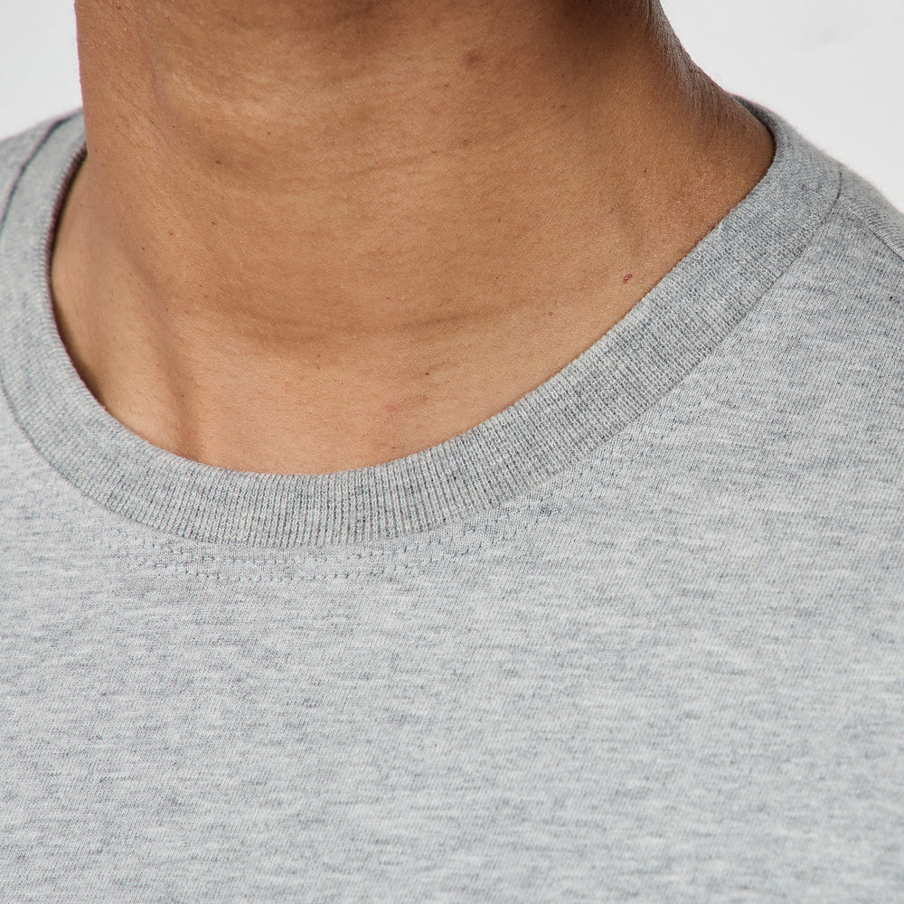 The Classic Long Crew in 100% Organic Cotton 220GSM, Grey Marl