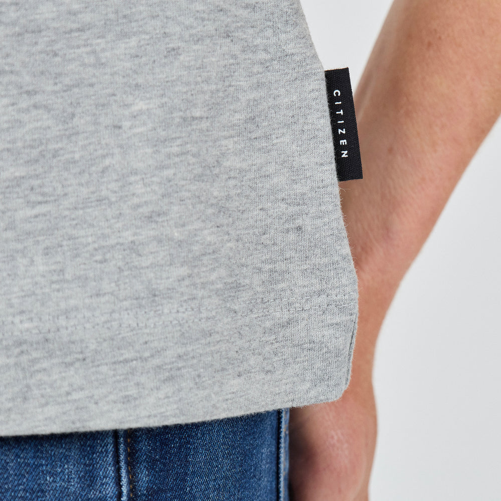 Heavy Cotton V-Neck Tee in 100% Organic Cotton 220GSM, Grey Marl