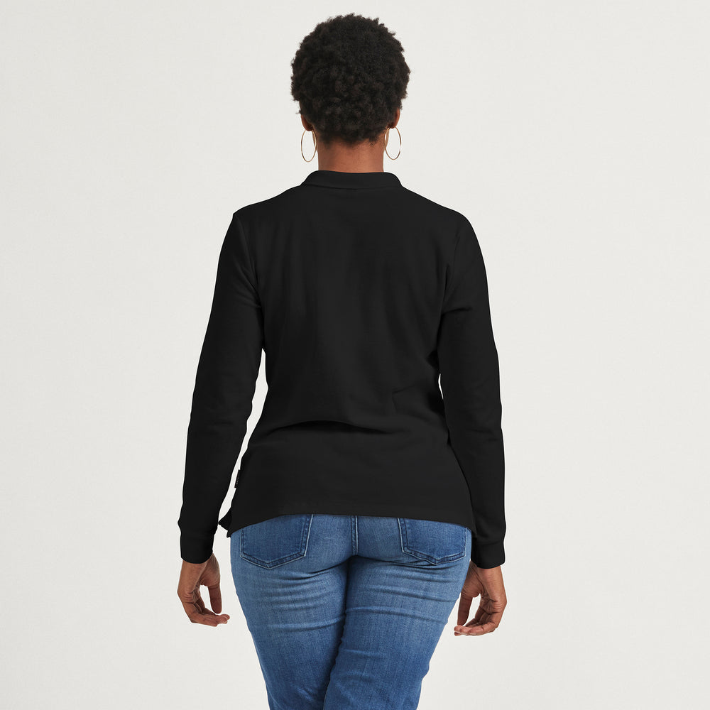 The Long Pique Polo in 100% Organic Cotton 200GSM, Black
