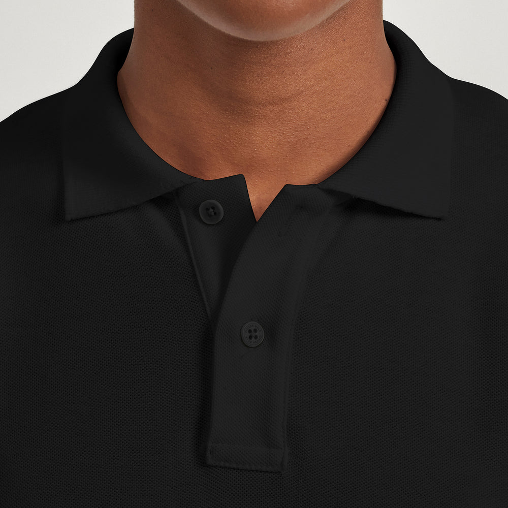 The Long Pique Polo in 100% Organic Cotton 200GSM, Black