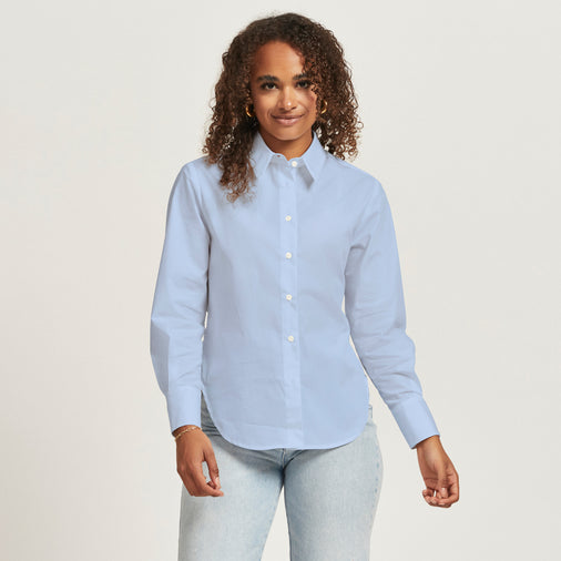 The Poplin Shirt in Organic Cotton Poplin 110GSM, Pastel Blue