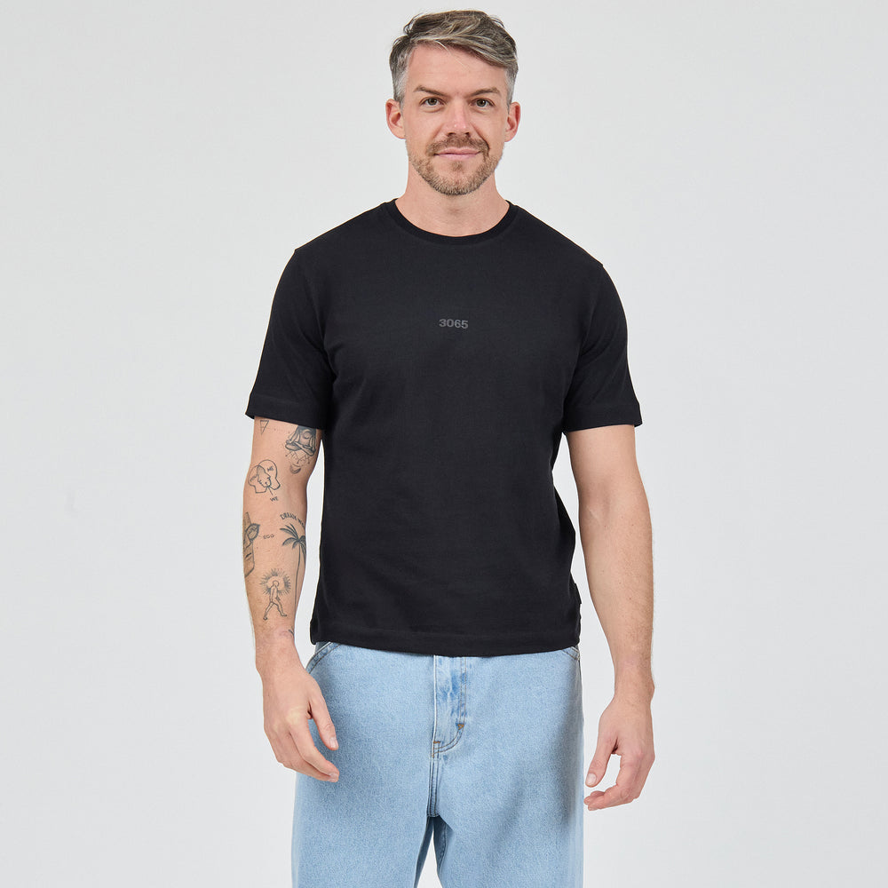 The Heavy Cotton Logo Tee in 100% Organic Cotton 220GSM, Black