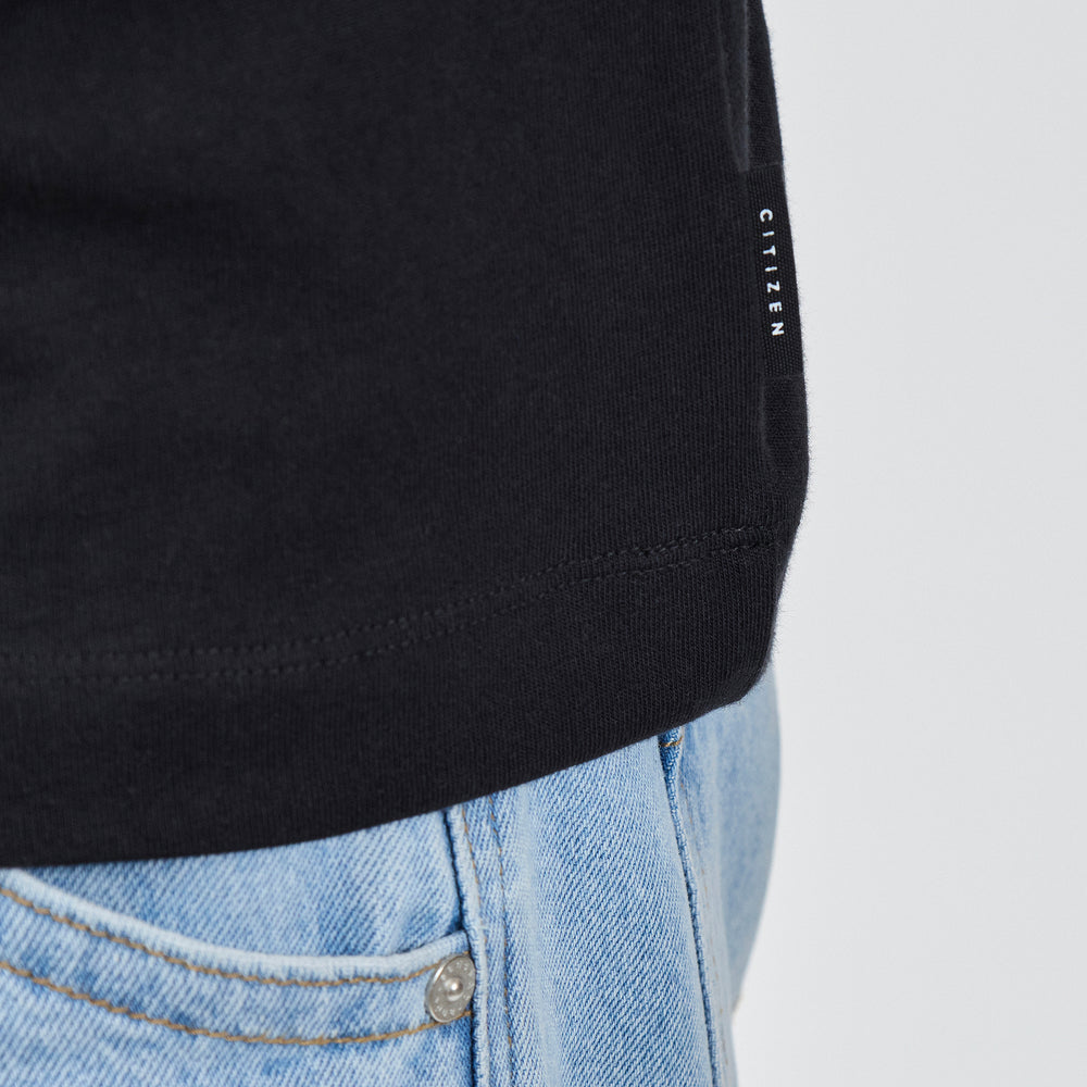 The Heavy Cotton Logo Tee in 100% Organic Cotton 220GSM, Black