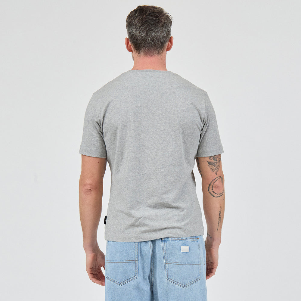 Heavy Cotton V-Neck Tee in 100% Organic Cotton 220GSM, Grey Marl