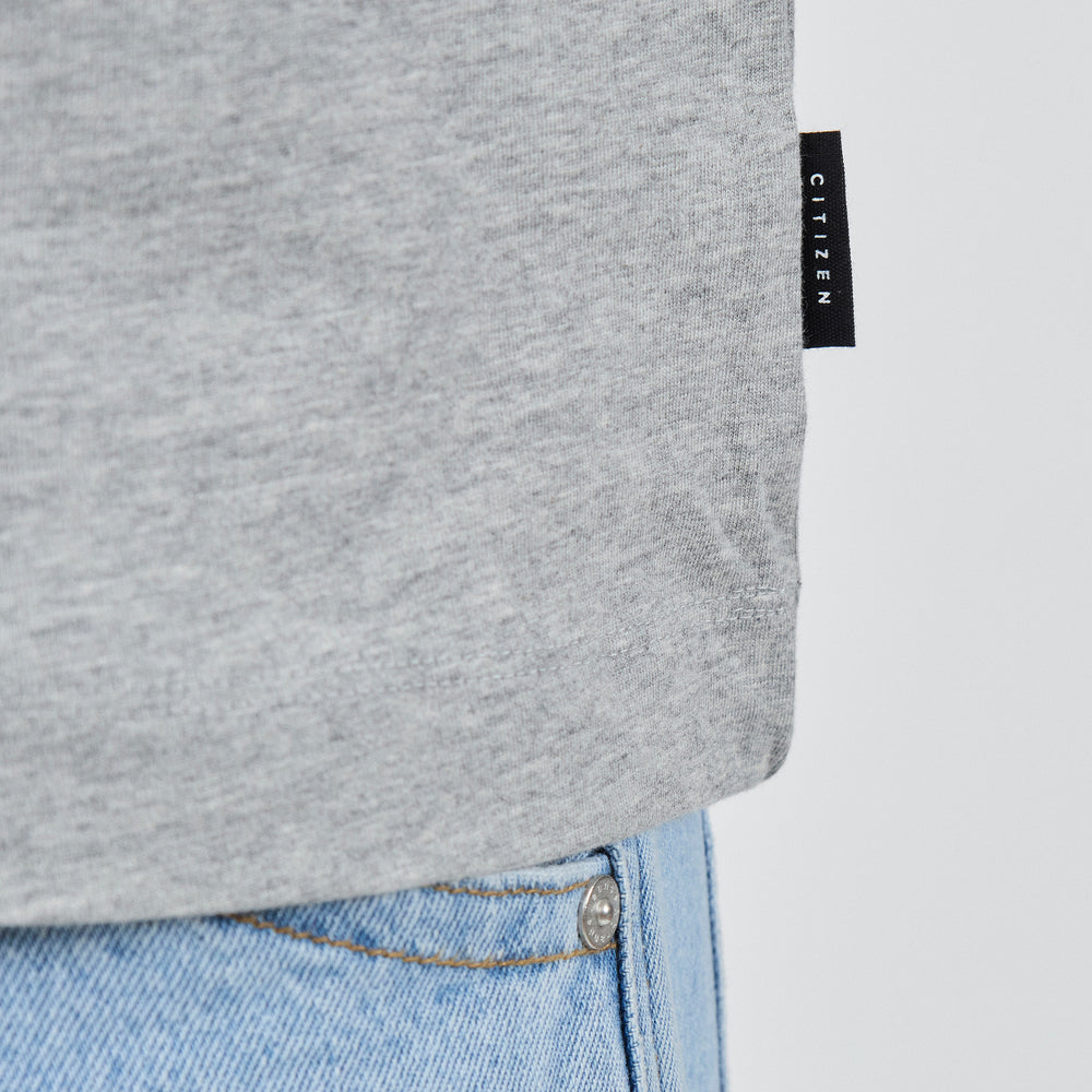 Heavy Cotton V-Neck Tee in 100% Organic Cotton 220GSM, Grey Marl