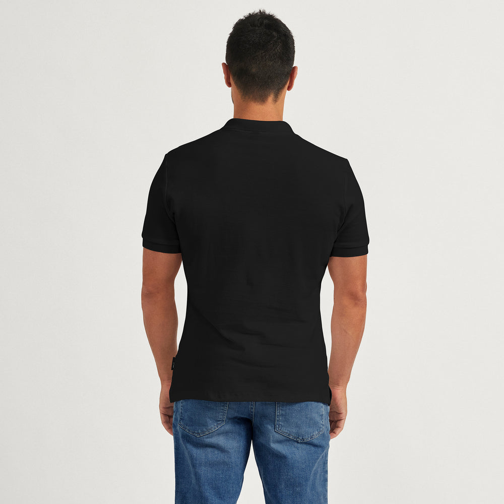 The Pique Polo in 100% Organic Cotton 200GSM, Black