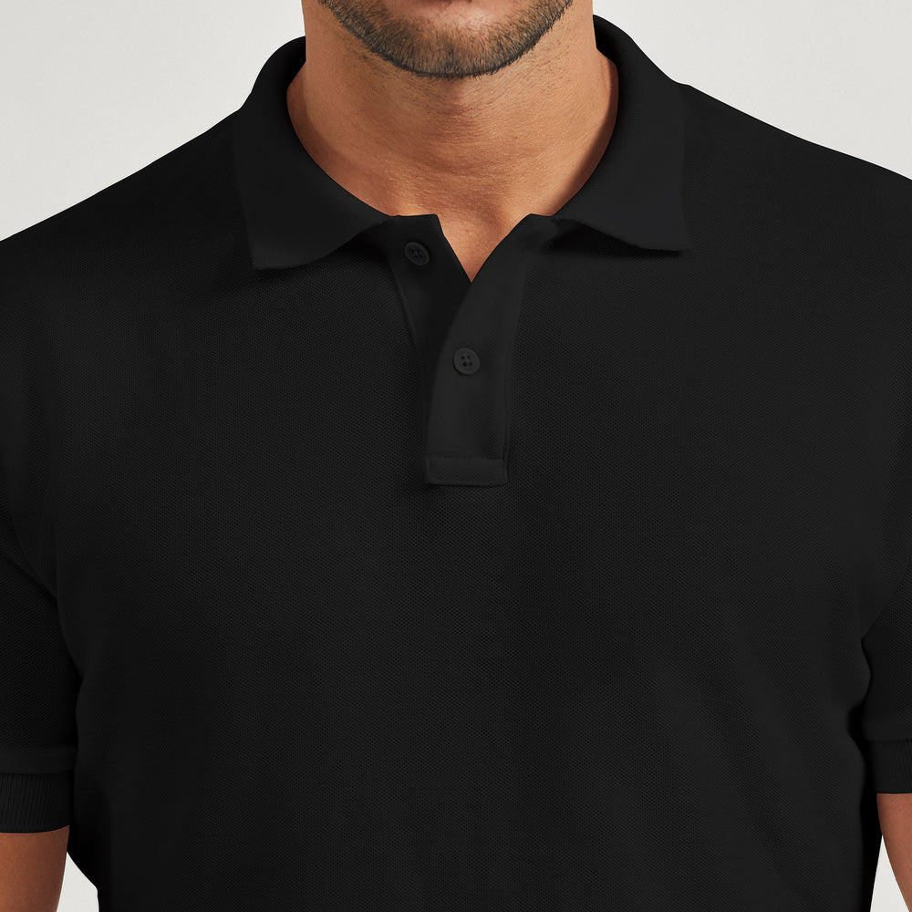 The Pique Polo in 100% Organic Cotton 200GSM, Black