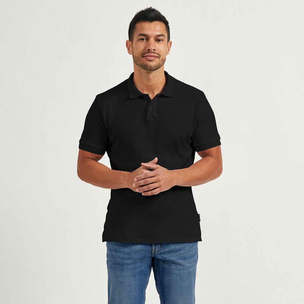The Pique Polo in 100% Organic Cotton 200GSM, Black
