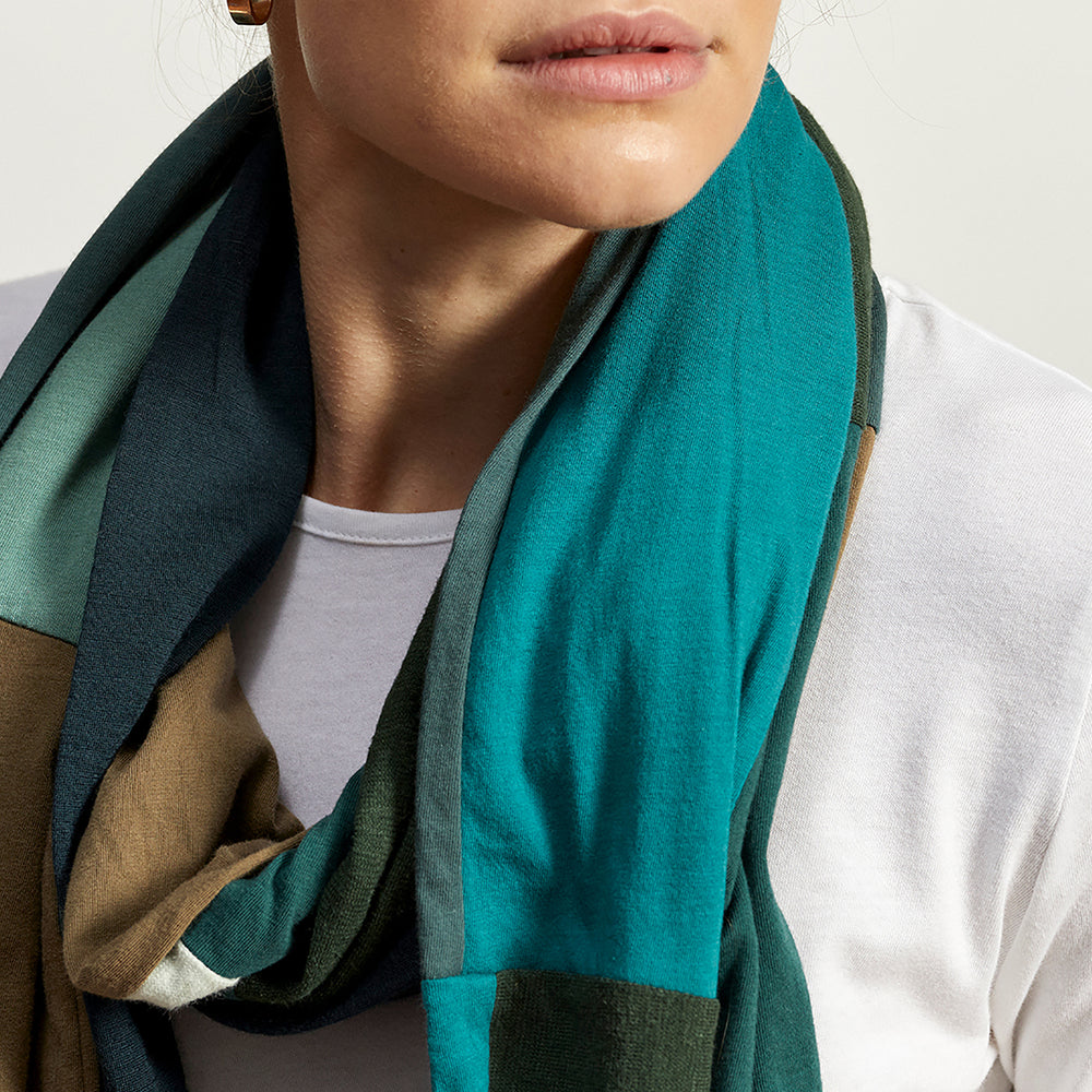 The Zero Waste Scarf in Zero Waste Patchwork, Mostly Green