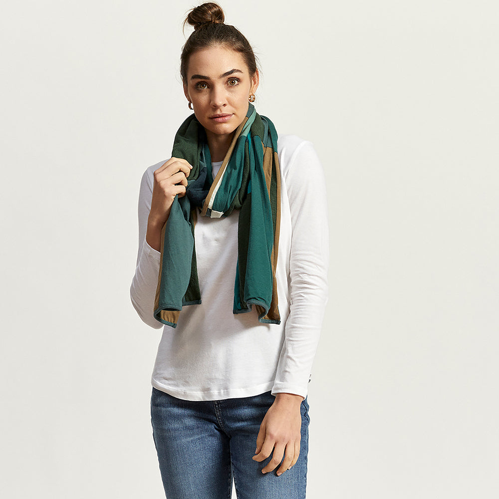 The Zero Waste Scarf in Zero Waste Patchwork, Mostly Green