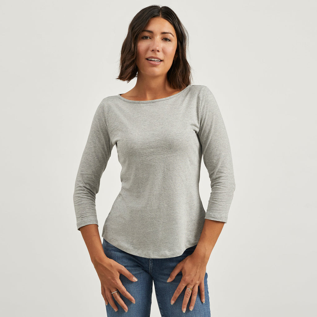 Women's Organic Cotton 3/4 Sleeve Boat Neck T-shirt | Citizen Wolf
