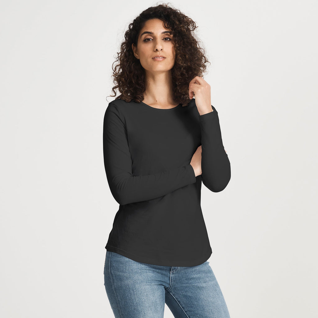 Women's Cotton Crew Neck T-Shirt White | Premium Stretch Tee | FelinDesign