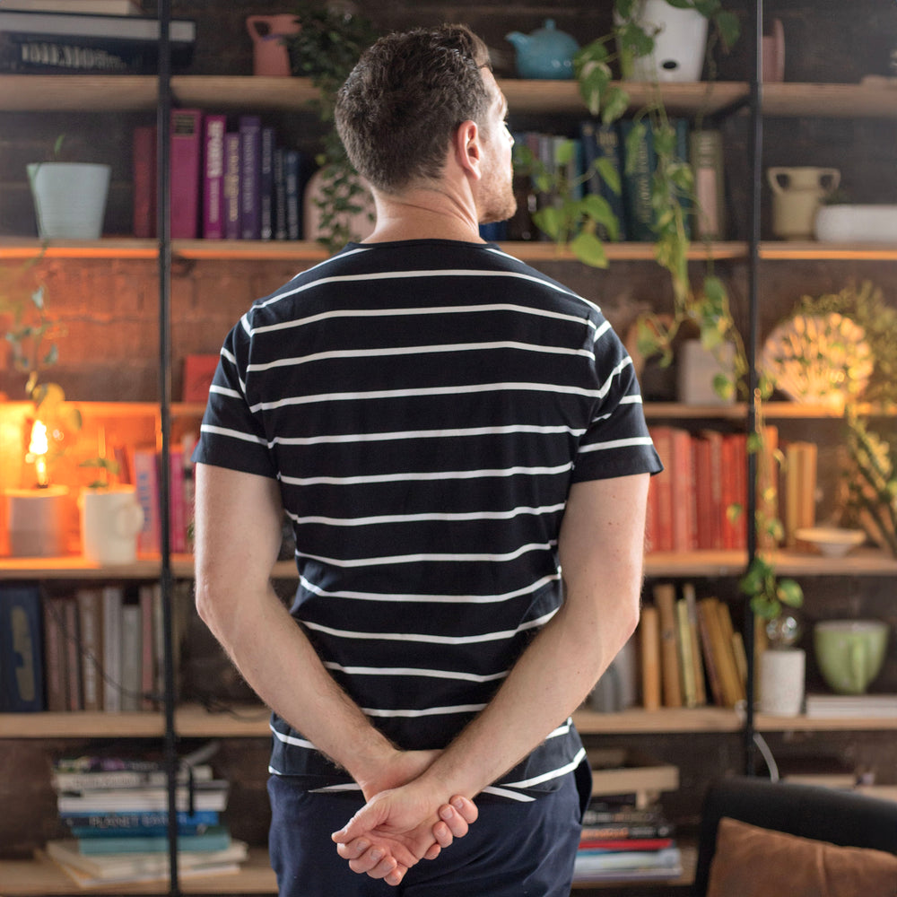 The Men's Limited Edition Japanese Cotton T-shirt in 100% Supima Cotton, Black-White Stripe
