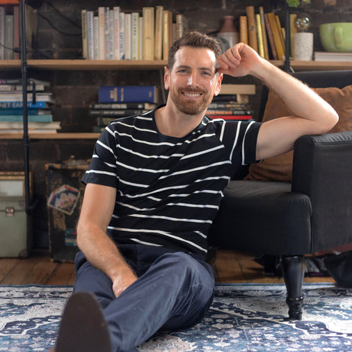 The Men's Limited Edition Japanese Cotton T-shirt in 100% Supima Cotton, Black-White Stripe