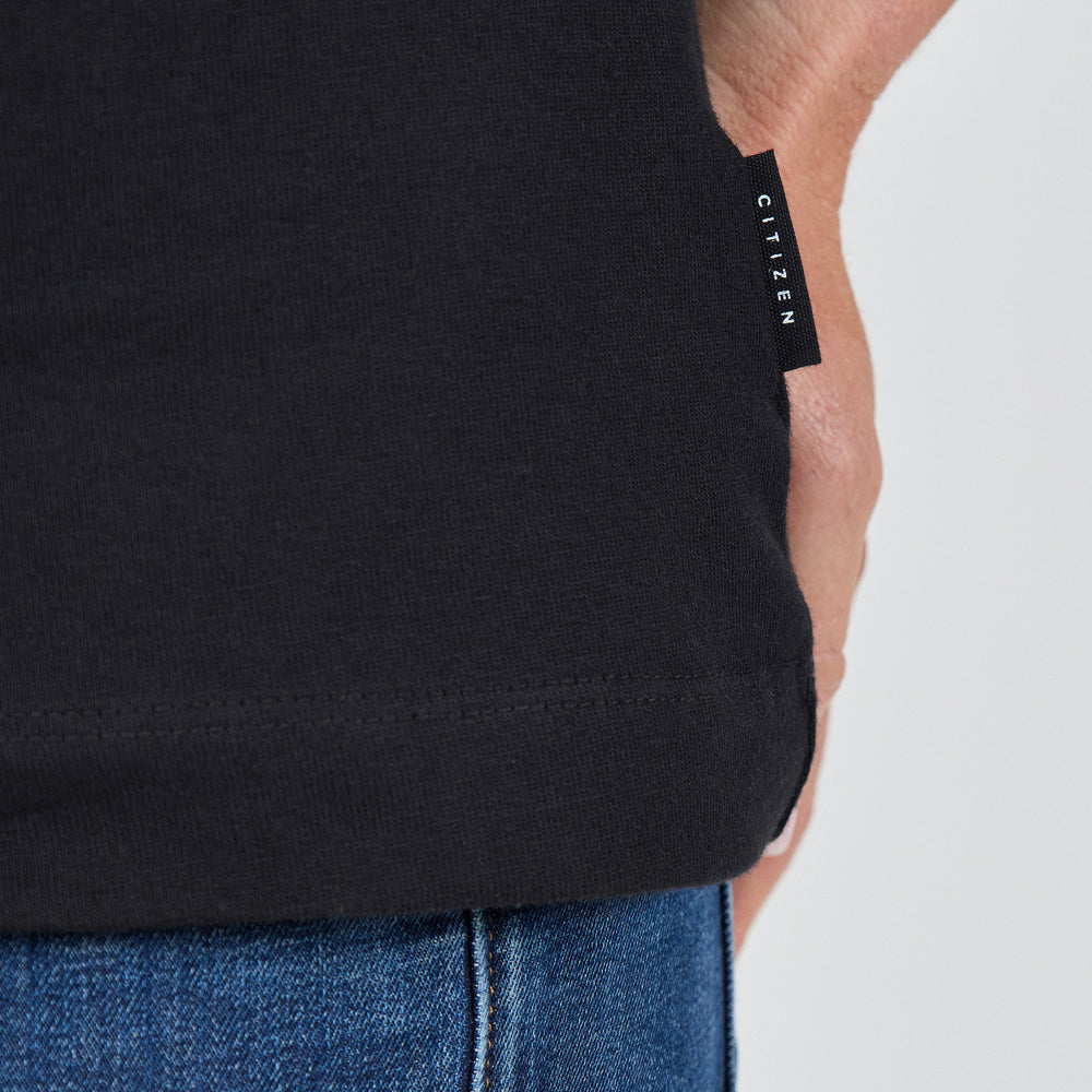 Heavy Cotton 3/4 Boat Tee in 100% Organic Cotton 220GSM, Black
