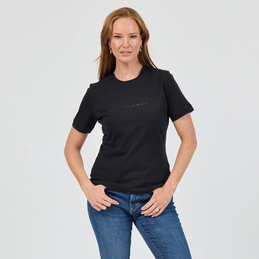 The Heavy Cotton Logo Tee in 100% Organic Cotton 220GSM, Black