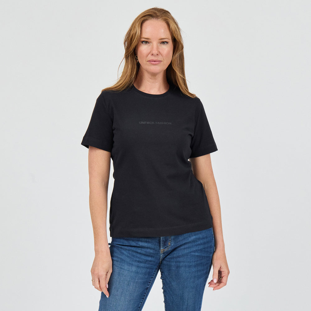 The Heavy Cotton Logo Tee in 100% Organic Cotton 220GSM, Black