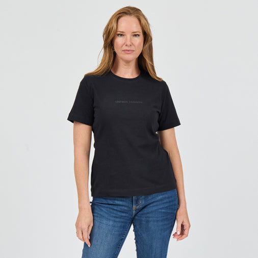 The Heavy Cotton Logo Tee in 100% Organic Cotton 220GSM, Black