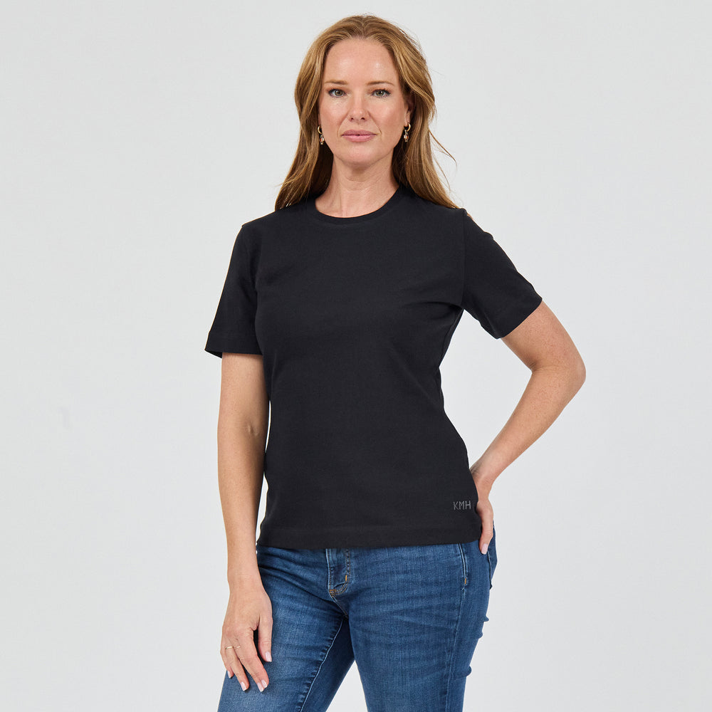 The Heavy Cotton Logo Tee in 100% Organic Cotton 220GSM, Black