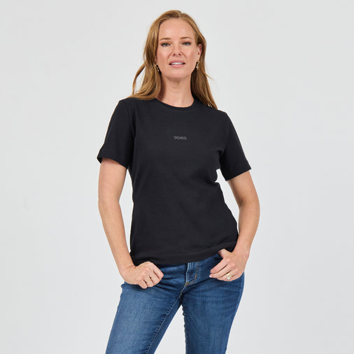 The Heavy Cotton Logo Tee in 100% Organic Cotton 220GSM, Black