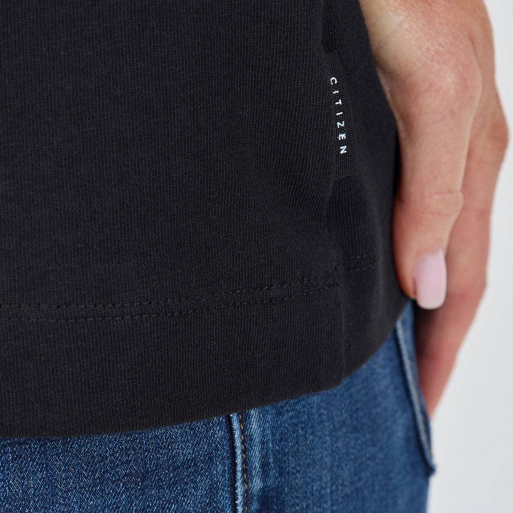 The Heavy Cotton Logo Tee in 100% Organic Cotton 220GSM, Black