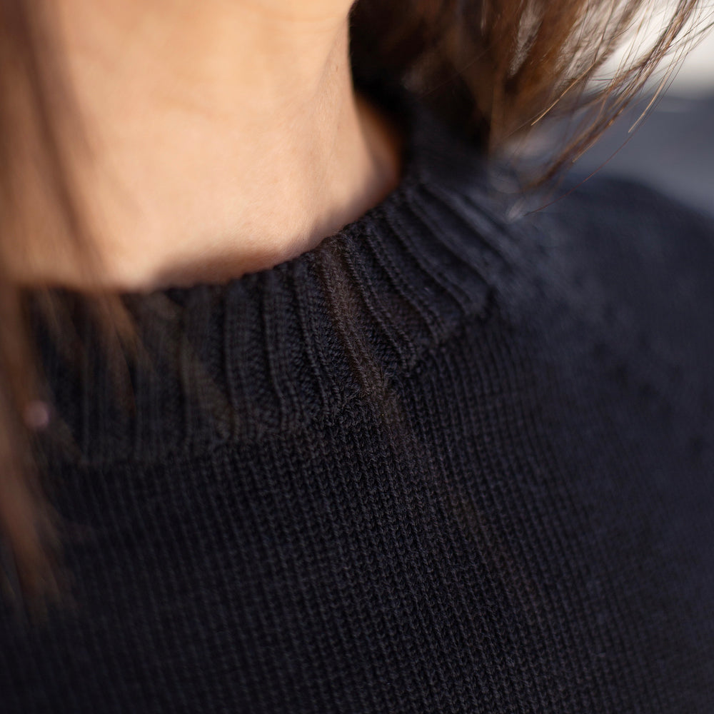 The Women's Limited Edition Zero Waste Merino Jumper in 100% Fine Merino Wool, Black