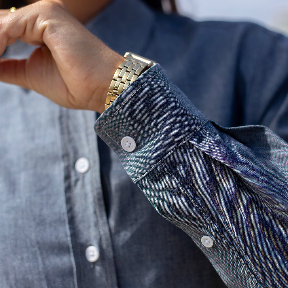 The Women's Limited Edition Faded Denim Chambray Shirt in Cotton Chambray 160GSM, Faded Denim