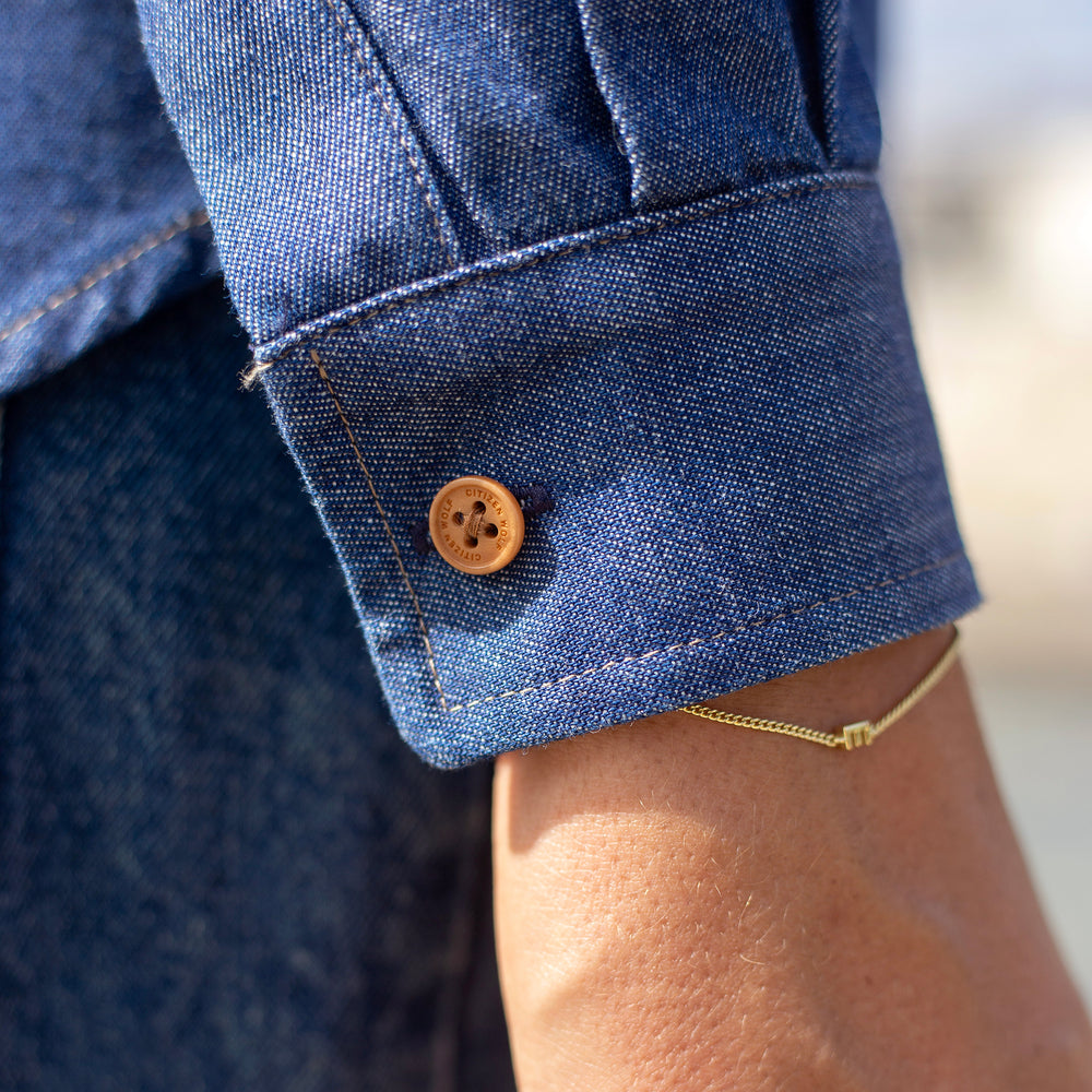The Women's Limited Edition Indigo Denim Chambray Shirt in Cotton Chambray 210GSM, Indigo Denim