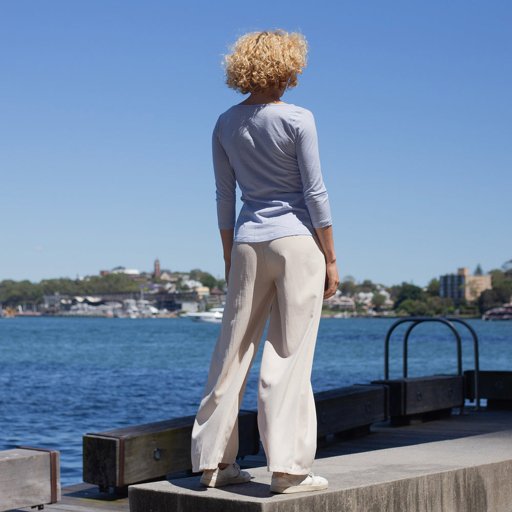 The Women's Merino / Cotton Tee in 56% Merino Wool / 46% Cotton 118GSM, Pastel Blue