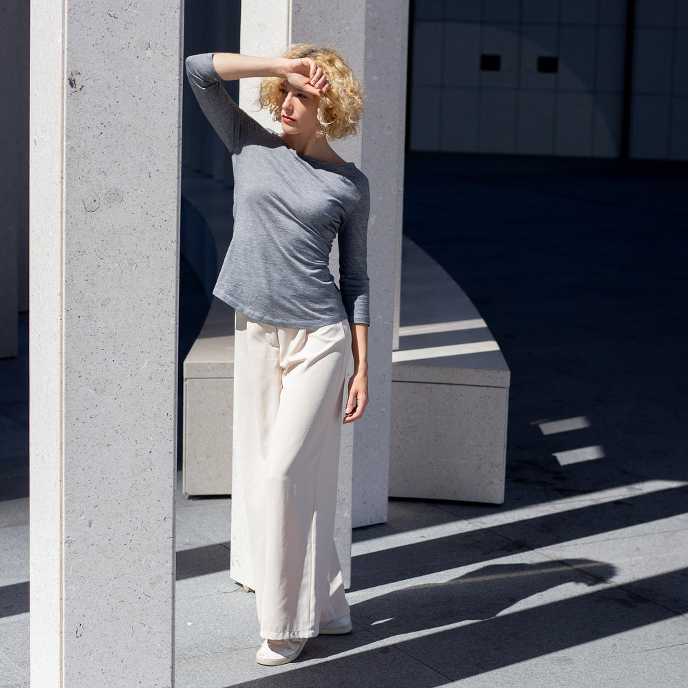 The Women's Merino / Cotton Tee in 56% Merino Wool / 46% Cotton 118GSM, Steel Blue