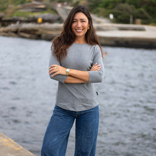 The Women's Limited Edition Pique Knit Tee in 100% BCI Cotton 170GSM, Grey Marl