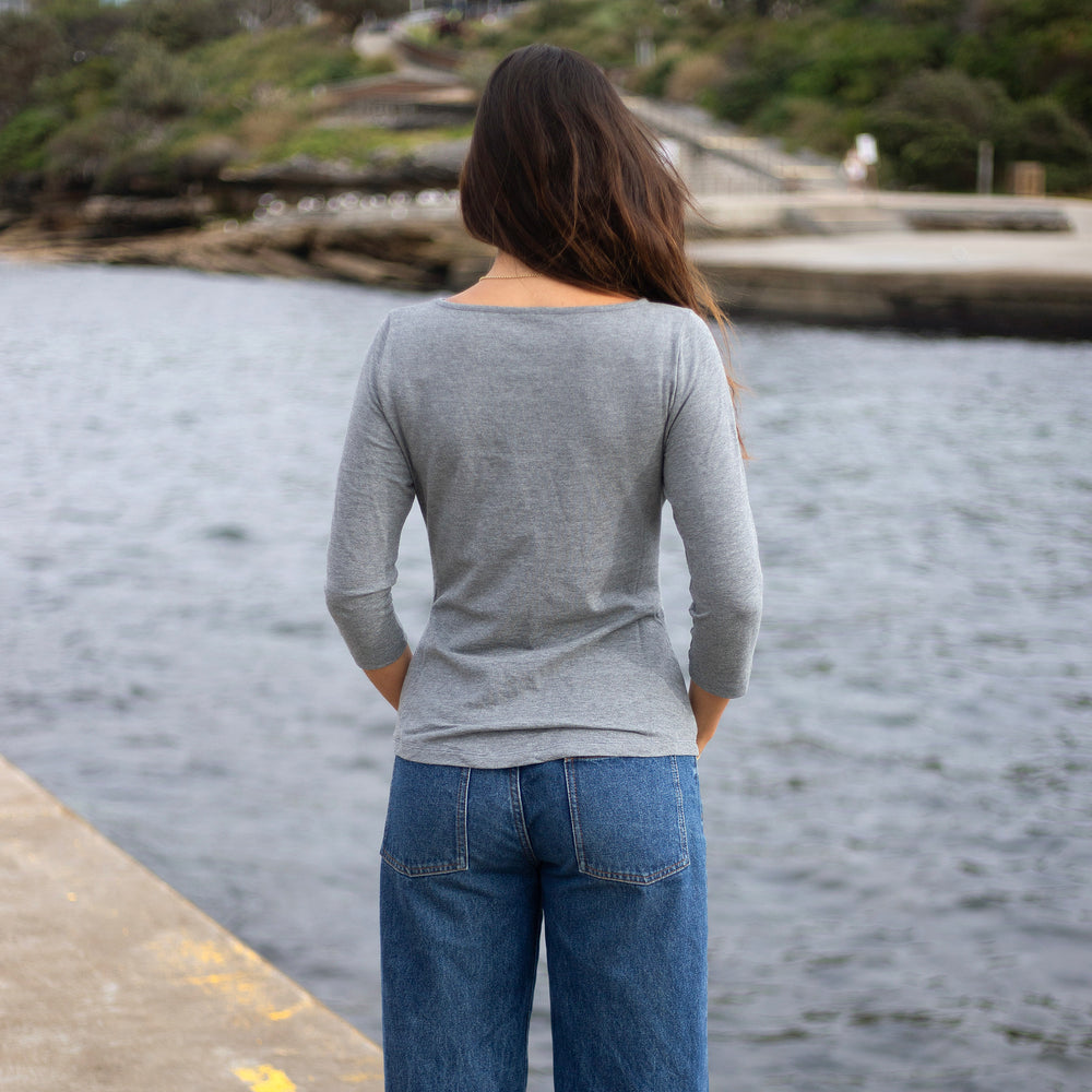 The Women's Limited Edition Pique Knit Tee in 100% BCI Cotton 170GSM, Grey Marl