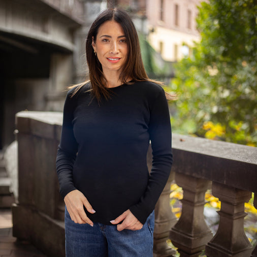The Women's Limited Edition, Merino Ponte Heavy Tee in 100% Merino Ponte 350GSM, Black