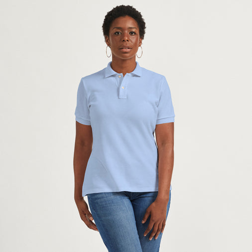 The Pique Polo in 100% Organic Cotton 200GSM, Chambray Blue