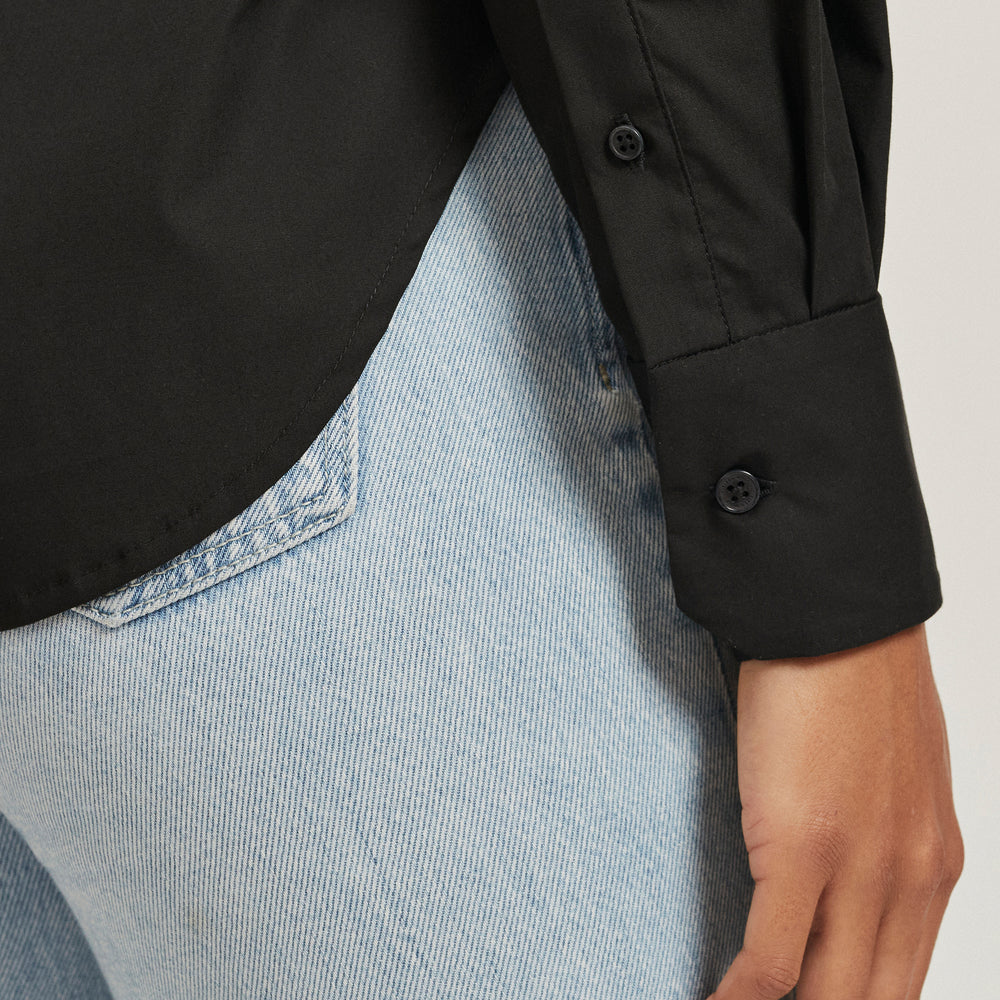 The Poplin Shirt in Organic Cotton Poplin 110GSM, Black