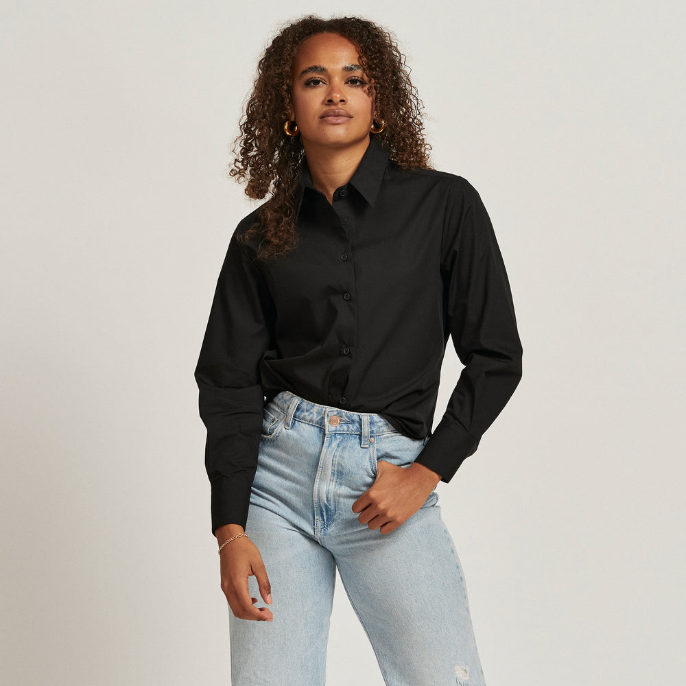 The Poplin Shirt in Organic Cotton Poplin 110GSM, Black