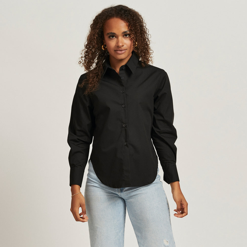 The Poplin Shirt in Organic Cotton Poplin 110GSM, Black