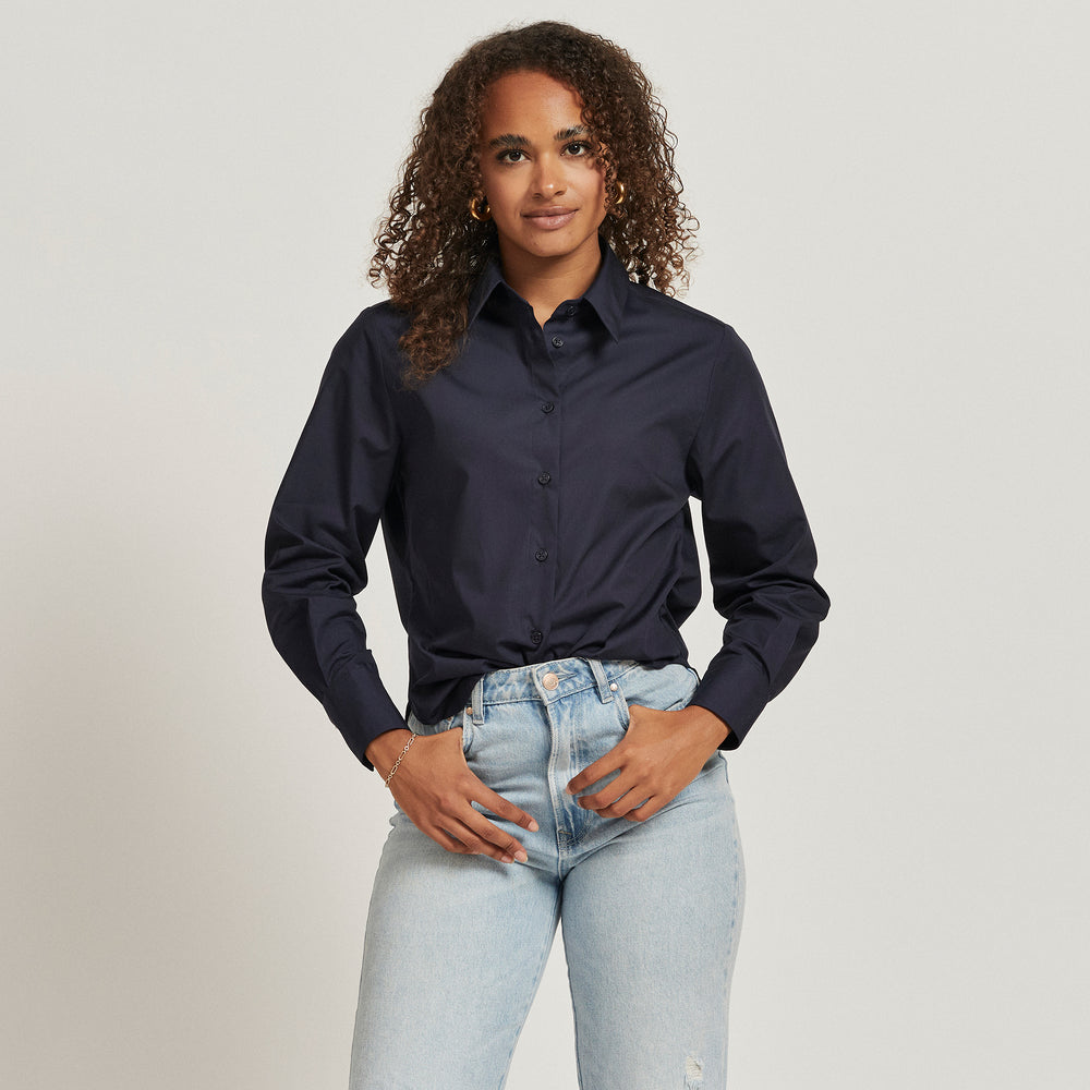 The Poplin Shirt in Organic Cotton Poplin 110GSM, Navy