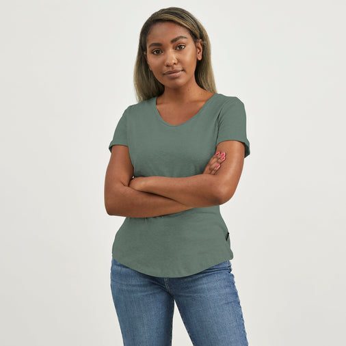 Women's Half-Scoop Rolled Sleeve Tee