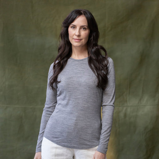 Women's Grey Marl Heavy Merino Tee