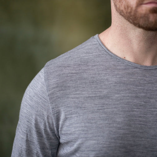 The Men's Limited Edition Merino Short Crew Tee in 100% Merino 200GSM, Grey Marle