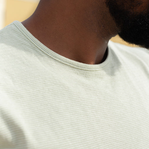 Men's Pistachio Pinstripe Hemp Tee