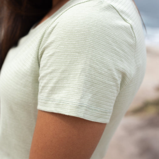 Women's Pistachio Pinstripe Hemp Tee