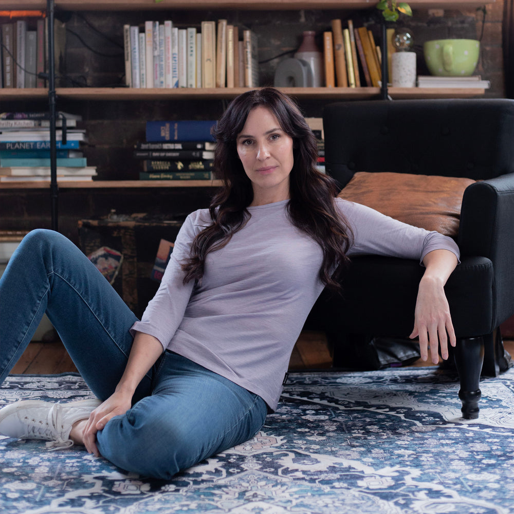 The Women's Merino / Cotton Tee in 56% Merino Wool / 46% Cotton 118GSM, Steel Blue