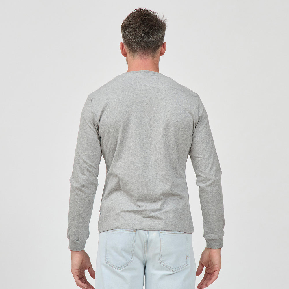 The Classic Long Crew in 100% Organic Cotton 220GSM, Grey Marl