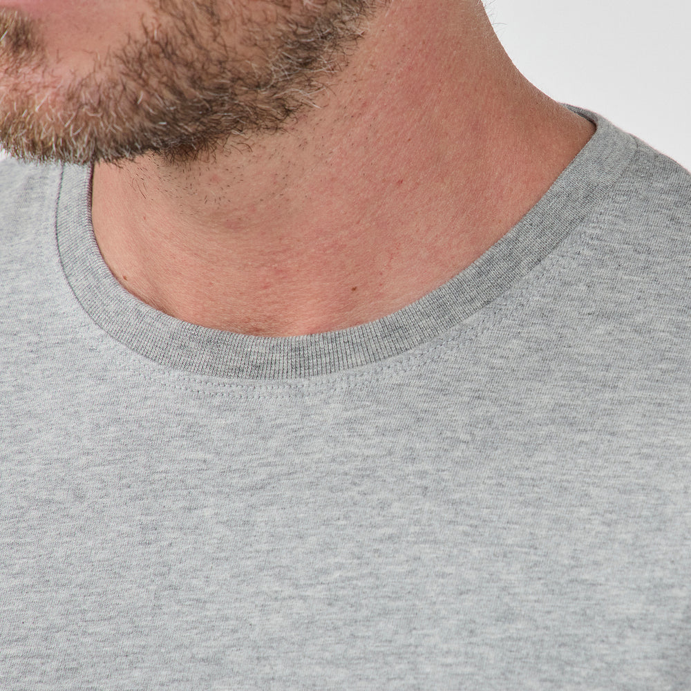 The Classic Long Crew in 100% Organic Cotton 220GSM, Grey Marl