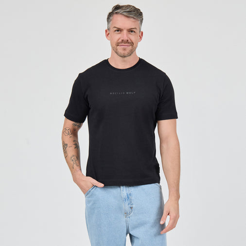 The Heavy Cotton Logo Tee in 100% Organic Cotton 220GSM, Black