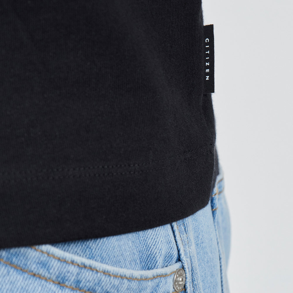 The Heavy Cotton Logo Tee in 100% Organic Cotton 220GSM, Black
