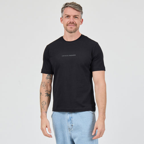 The Heavy Cotton Logo Tee in 100% Organic Cotton 220GSM, Black